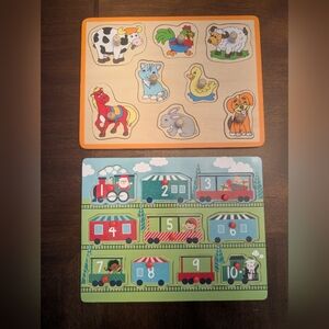 Set Of 2 Wooden Peg Puzzles